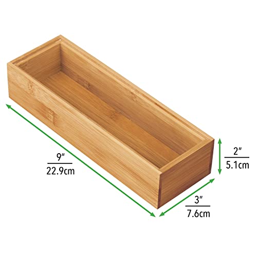 mDesign Wooden Bamboo Kitchen Drawer Organizer Box Tray, Stackable Storage for Drawers, Cabinets, Shelves, Pantry, or Counter, Hold Utensils and Appliances, Echo Collection, 2 Pack, Natural Wood