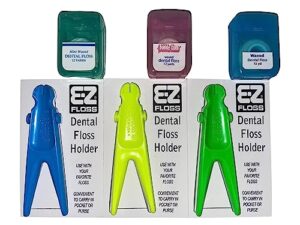 e-z floss dental floss holder (blue, yellow, green)