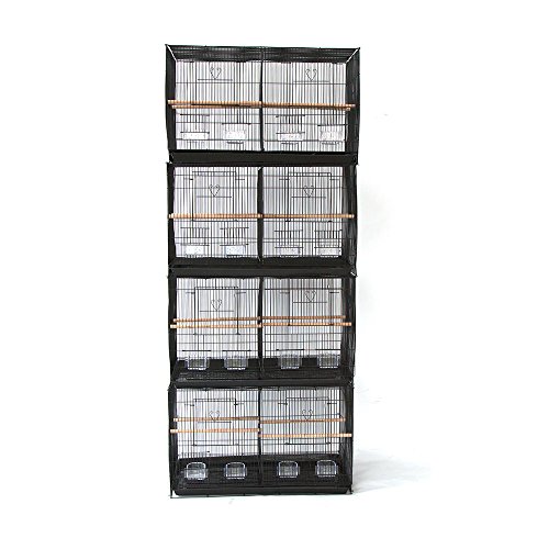 Flyline Lot of 4 Breeding Bird Carrier Cage with Dividor 30 x 18 x18 for Parakeet Canary Finch Loverbird (Black)