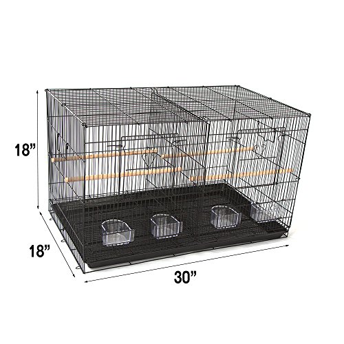 Flyline Lot of 4 Breeding Bird Carrier Cage with Dividor 30 x 18 x18 for Parakeet Canary Finch Loverbird (Black)