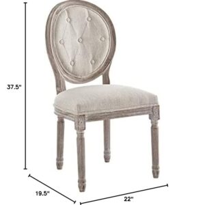 Modway Arise French Vintage Tufted Upholstered Fabric Dining Side Chair in Beige