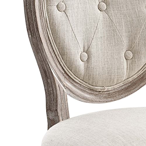 Modway Arise French Vintage Tufted Upholstered Fabric Dining Side Chair in Beige