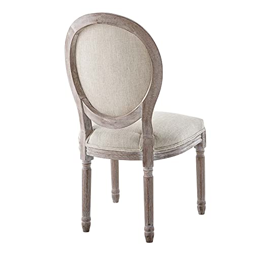 Modway Arise French Vintage Tufted Upholstered Fabric Dining Side Chair in Beige