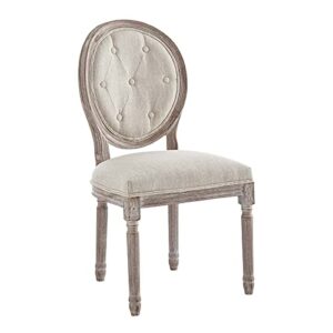 Modway Arise French Vintage Tufted Upholstered Fabric Dining Side Chair in Beige