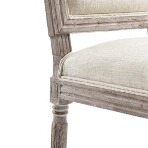 Modway Court French Vintage Upholstered Fabric Dining Chair in Beige