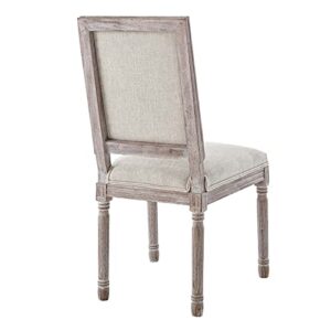 Modway Court French Vintage Upholstered Fabric Dining Chair in Beige