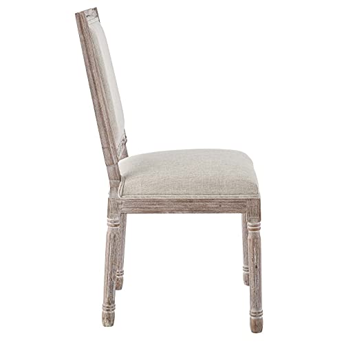 Modway Court French Vintage Upholstered Fabric Dining Chair in Beige