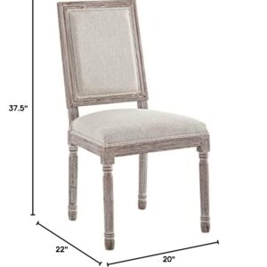 Modway Court French Vintage Upholstered Fabric Dining Chair in Beige