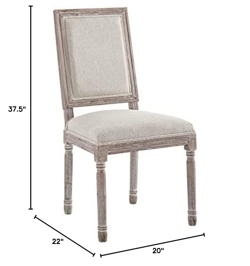 Modway Court French Vintage Upholstered Fabric Dining Chair in Beige