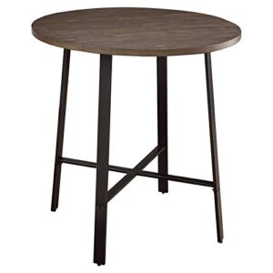 homelegance chevre 36" round industrial style counter height table, brown