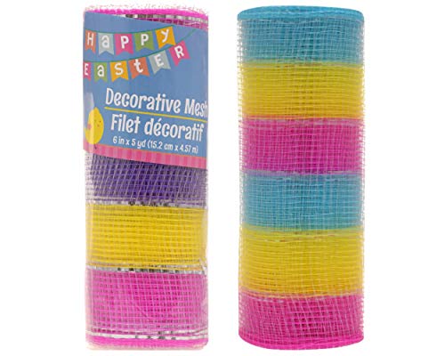 Easter Decorative Mesh (3 Pack) Mutli Colored (Yellow, Pink, Purple, Blue,Silver)