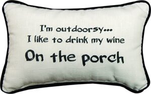manual woodworkers outdoorsy drink wine on porch 12.5 x 8.5 inch woven decorative throw pillow