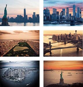 new york postcards set of 30 styles. collectible edition of nyc souvenirs post cards 4 x 6 of ny landmarks, skylines and aerial views. made in usa