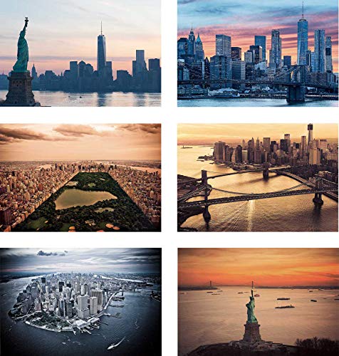 New York Postcards Set of 30 Styles. Collectible Edition of NYC Souvenirs Post Cards 4 x 6 of NY Landmarks, Skylines and Aerial Views. Made in USA