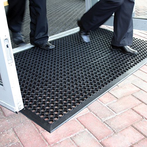 Lovinland Outdoor Rubber Drainage Mat Non-Slip Mat 60 x 35 Inch Commerical Heavy Duty Mat for Resturant Kitchen Bar Garage Garden Industral Indoor Use Black