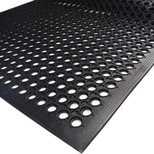 Lovinland Outdoor Rubber Drainage Mat Non-Slip Mat 60 x 35 Inch Commerical Heavy Duty Mat for Resturant Kitchen Bar Garage Garden Industral Indoor Use Black