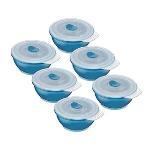 collapse-it silicone food storage containers - bpa free airtight silicone lids collapsible lunch box containers - oven, microwave, & freezer safe (blue (6) 1.5-cup set)