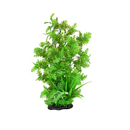 CNZ Aquarium Decor Fish Tank Decoration Ornament Artificial Plastic Plant Green, 15-inch