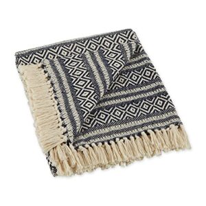 dii rustic farmhouse cotton adobe stripe blanket throw with fringe for chair, couch, picnic, camping, beach, & everyday use, 50 x 60