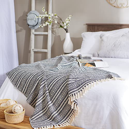 DII Rustic Farmhouse Cotton Adobe Stripe Blanket Throw with Fringe for Chair, Couch, Picnic, Camping, Beach, & Everyday Use, 50 x 60