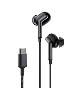 libratone usb-c in-ear 4 level adjustable active noise cancelling headphones, wired earbuds with built-in dual mics, design for google devices only, google assistant voice control(stormy black)