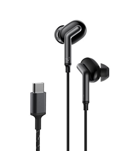 Libratone USB-C in-Ear 4 Level Adjustable Active Noise Cancelling Headphones, Wired Earbuds with Built-in Dual Mics, Design for Google Devices Only, Google Assistant Voice Control(Stormy Black)