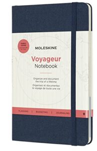 moleskine voyageur notebook, hard cover, medium (4.5" x 7") ocean blue, 208 pages