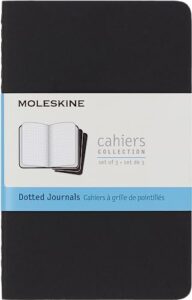 moleskine cahier journal, soft cover, pocket (3.5" x 5.5") dotted, black, 64 pages (set of 3)