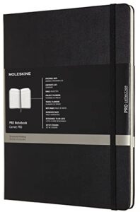 moleskine pro notebook, hard cover, xl (7.5" x 9.5") professional project planning, black, 192 pages