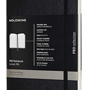 Moleskine PRO Notebook, Soft Cover, Large (5" x 8.25") Professional Project Planning, Black, 192 Pages