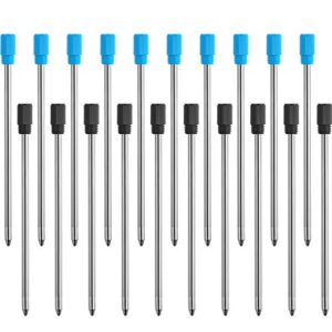 tecunite 2.75 inch ballpoint pen refills for diamond crystal stylus pens and ballpoint pens with black velvet bag, 20 pieces (black and blue refill)