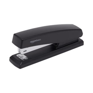 amazon basics stapler with 3750 staples, office stapler, 25 sheet capacity, non-slip, black, 3 pack