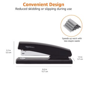 Amazon Basics Stapler with 3750 Staples, Office Stapler, 25 Sheet Capacity, Non-Slip, Black, 3 Pack