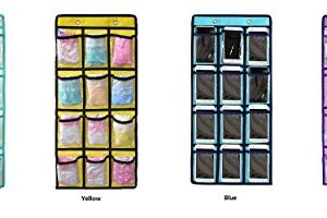 NIMES Hanging Closet Underwear Sock Jewelry Storage Over The Door Classroom Cell Phone Calculator Organizer 12 Clear Pockets (Purple)