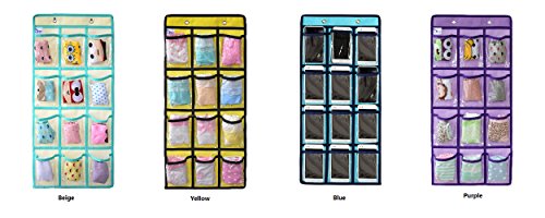 NIMES Hanging Closet Underwear Sock Jewelry Storage Over The Door Classroom Cell Phone Calculator Organizer 12 Clear Pockets (Purple)