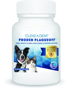 ceva clenz-a-dent proden plaqueoff - oral health flakes for dogs & cats, cleans teeth & freshens breath