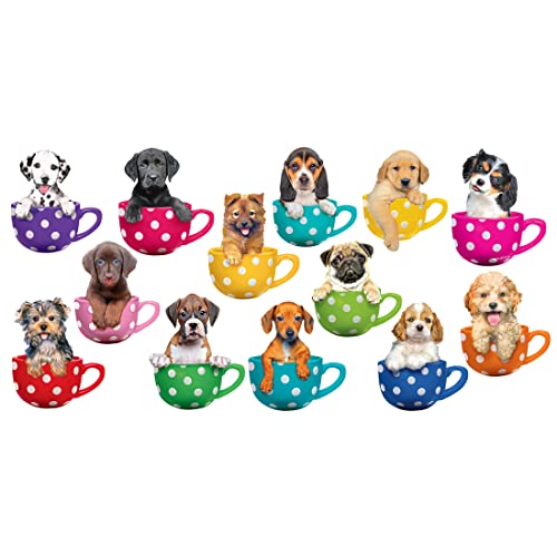 Lafayette Puzzle Factory Pups in Cups 1 : A Collection of 13 Mini Shaped Puzzles Totaling 500 Color Coded Pieces Exclusive Keith Kimberlin Editions,Multi-Colored,SG_B07B1GLTWW_US