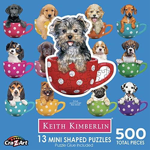 Lafayette Puzzle Factory Pups in Cups 1 : A Collection of 13 Mini Shaped Puzzles Totaling 500 Color Coded Pieces Exclusive Keith Kimberlin Editions,Multi-Colored,SG_B07B1GLTWW_US