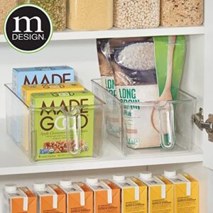 mDesign Plastic Kitchen Pantry Cabinet Refrigerator Food Storage Organizer Bin Holder with Handle - for Organizing Individual Packets, Snacks Food, Produce, Pasta - 2 Pack, Large, Clear