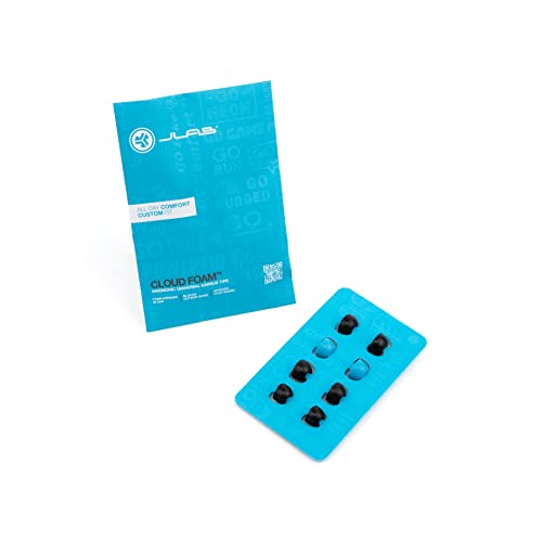 JLab Cloud Foam Mnemonic Earbud Tips | 4 Pairs of Custom Fit Universal Tips | Memory Cloud Foam | Black/Blue