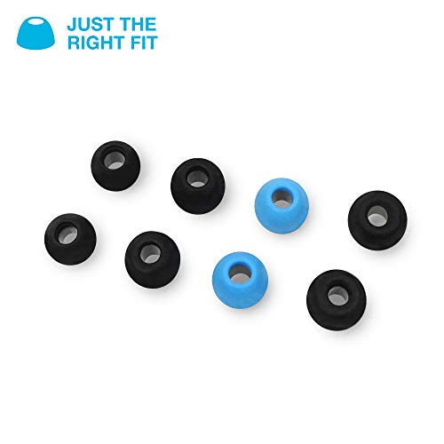 JLab Cloud Foam Mnemonic Earbud Tips | 4 Pairs of Custom Fit Universal Tips | Memory Cloud Foam | Black/Blue