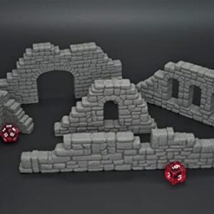 EnderToys Ruined Stone Walls Set A, Terrain Scenery for Tabletop 28mm Miniatures Wargame, 3D Printed and Paintable