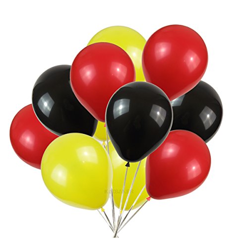 KADBANER Red Yellow Black Balloons,100-Pack,12-Inch Latex Balloons