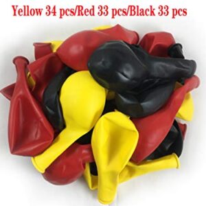 KADBANER Red Yellow Black Balloons,100-Pack,12-Inch Latex Balloons