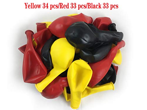 KADBANER Red Yellow Black Balloons,100-Pack,12-Inch Latex Balloons