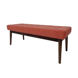 christopher knight home flavel mid-century tufted fabric ottoman, coral / walnut