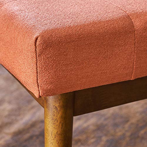 Christopher Knight Home Flavel Mid-Century Tufted Fabric Ottoman, Coral / Walnut