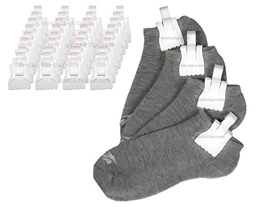 The Amazing Sock Clip Sock Holder, 32 Clips, White, Made in U.S.A.