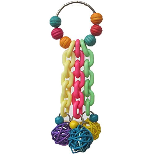 Hypeety Parrot Chew Toys Colourful Balls Hanging SwingToy for Pet Bird Parrot Parakeet Cockatiel Conure African Grey Cockatoo Amazon Budgie Lovebird Cage Chew Toy (A)