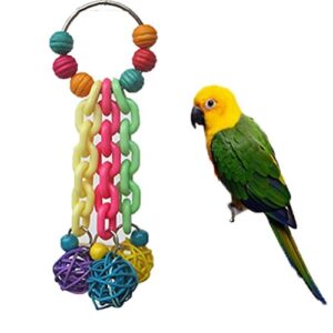 Hypeety Parrot Chew Toys Colourful Balls Hanging SwingToy for Pet Bird Parrot Parakeet Cockatiel Conure African Grey Cockatoo Amazon Budgie Lovebird Cage Chew Toy (A)